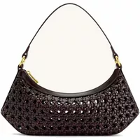JW PEI Lily Faux Bamboo Woven Shoulder Bag Deep Claret