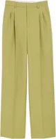 New Wool Low Waist Wide Trousers Green
