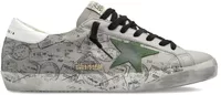 Super-Star Gray Leather Green Star Printed Distressed