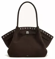 JW PEI Hana Medium Faux Suede Tote Bag Dark Chocolate Brown