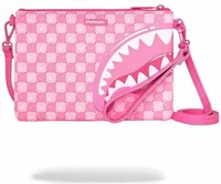 Sprayground Pink New Check Faces Crossover Clutch Pink