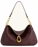 Metal Pendant Embellished Shoulder Bag Deep Burgundy