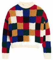 Checkered Wool Crewneck Sweater Multicolor