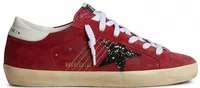 Golden Goose Super Star Red Suede with Glitter Star (W)