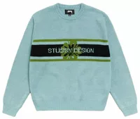 Stussy Striped Hibiscus Sweater Dusty Blue