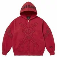 Supreme x Ys Zip Up Hooded Sweatshirt Washed Red