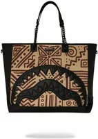 Sprayground AI Raffia Palm Shark Luxe Beach Tote Beige