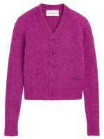 Wool and Alpaca Cardigan with Ami Embroidery Fuchsia (W)