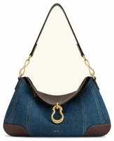Metal Pendant Embellished Shoulder Bag Blue Denim