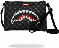 Sprayground Sharks In Paris WTF Bubbly Black Check Crossover Clutch Black
