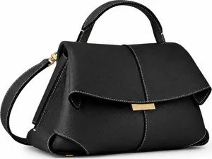 Polène Mokki Edition Textured Black with Ecru Stitching
