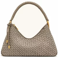 Woven Faux Suede Shoulder Bag Stone Taupe
