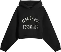 Essentials Womens Fleece Cropped Hoodie (FW24) Black