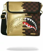 Sprayground Sharks In Paris Gold Drip Messenger Sling Gold