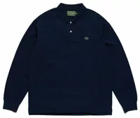 Denim Tears Pique Panther Long Sleeve Polo Navy