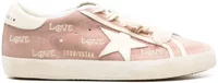 Super-Star Powder Pink Suede Cream Star Heel Love Embroidery (W)