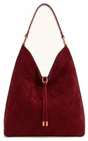 Faux Suede Woven Shoulder Bag Burgundy