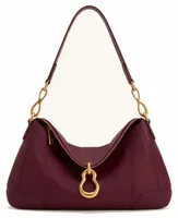 Metal Pendant Embellished Shoulder Bag Burgundy