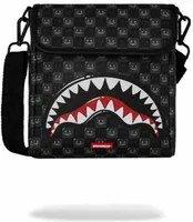 Sprayground Sharks In Paris WTF Bubbly Black Check Messenger Sling Black