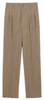 Striped Wool Two-Pleats Trousers Chocolate Brown/Ruby Red