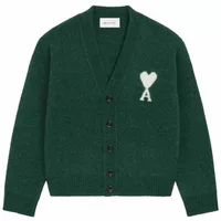 Ami De Coeur Alpaca Cardigan Bottle Green/Ecru