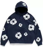Cotton Wreath Hoodie Navy