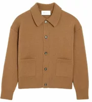 Wool Shirt Collar Cardigan Camel