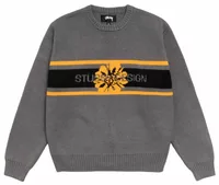 Stussy Striped Hibiscus Sweater Grey