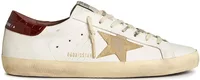 Super-Star White Leather Sand Suede Star Red Croco Heel