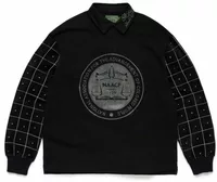 Denim Tears NAACP Velvet Studded Long Sleeve Polo Black