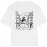 Cotton T-Shirt with Place Des Victoires Print White