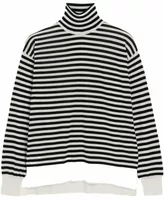 Sailor Striped Wool and Silk Turtleneck Sweater Ivory/Black