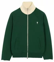 Ami Paris Ami De Coeur Zipped Cotton Sweatshirt Bottle Green/Ivory