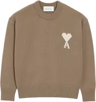 Ami Paris Ami De Coeur Crewneck Sweater Beige