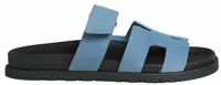 Hermes Chypre Sandal Blue Jean Suede Goatskin