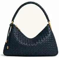 Woven Shoulder Bag Navy Blue