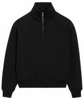 Ami Paris Embossed Ami De Coeur Cotton Zipped Sweatshirt Black