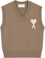 Ami Paris Ami De Coeur Sleeveless Sweater Beige