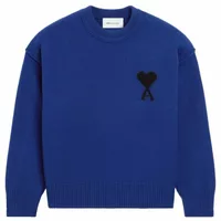 Ami De Coeur Crewneck Wool Sweater Royal Blue/Black