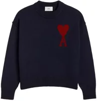 Ami de Coeur Intarsia Logo Jumper Midnight Blue Blood Red