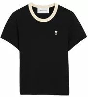Ami De Coeur Contrasted Cotton T-Shirt Black/Ivory (W)