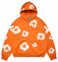Cotton Wreath Zip Hoodie Orange