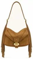 Fringe Faux Suede Shoulder Bag Brown