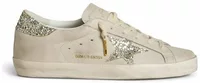 Super-Star Ivory Nappa Leather Platinum Glitter Star Heel Tab (W)