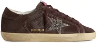 Golden Goose Super-Star Brown Suede Silver Glitter Star (W)