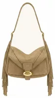 Fringe Faux Suede Shoulder Bag Khaki