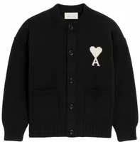 Ami De Coeur Crewneck Wool Cardigan Black/Off White
