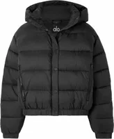 Alo Yoga Aspen Love Hooded Quilted Padded Ripstop Jacket Black