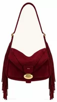 Fringe Faux Suede Shoulder Bag Burgundy