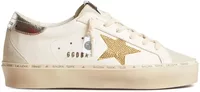 Golden Goose Hi-Star White Leather Gold Swarovski Star Silver Heel (W)